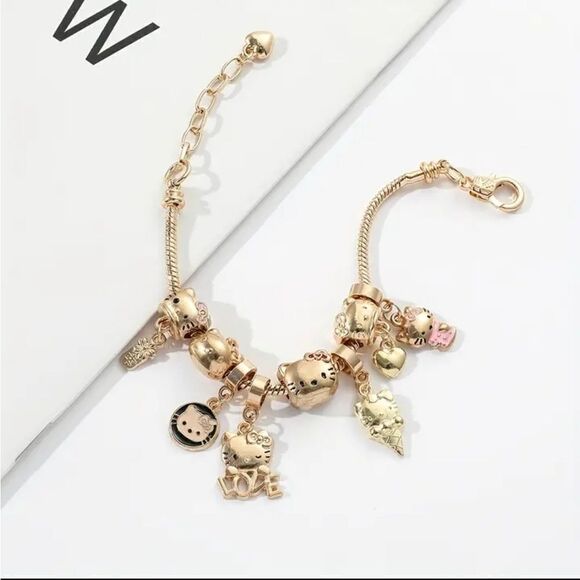 Hello Kitty Gold Plated Charm Bracelet NEW - Picture 6 of 7
